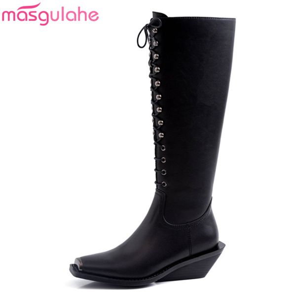 masgulahe 2020 new arrive fashion women brand boots genuine leather solid color ladies shoes autumn winter knee high boots, Black
masgulahe 2020 new arrive fashion women brand boots genuine leather solid color ladies shoes autumn winter knee high boots, Black