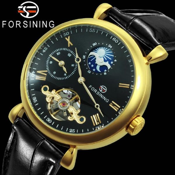 forsining fashion automatic watch men sun moon phase mechanical watches genuine leather strap business wristwatches, Slivery;brown
forsining fashion automatic watch men sun moon phase mechanical watches genuine leather strap business wristwatches, Slivery;brown