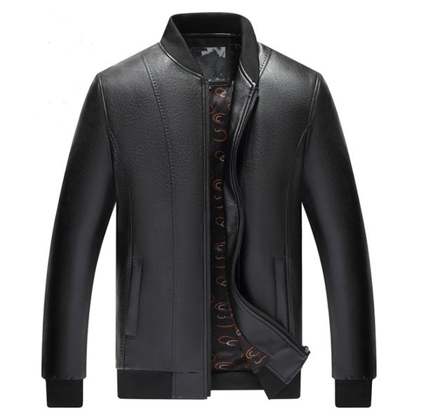 2019 spring and autumn men's pu leather jacket round neck casual loose middle-aged men's leather jacket, Black
2019 spring and autumn men's pu leather jacket round neck casual loose middle-aged men's leather jacket, Black