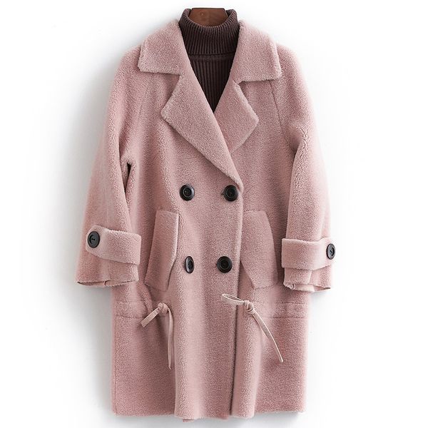 100% wool jacket autumn winter coat women clothes 2019 streetwear real fur coat korean vintage sheep shearling suede lining, Black 
100% wool jacket autumn winter coat women clothes 2019 streetwear real fur coat korean vintage sheep shearling suede lining, Black