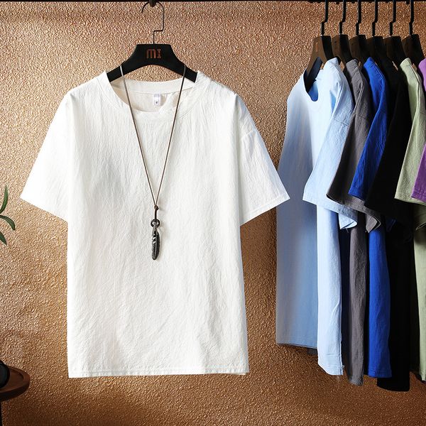 men's t-shirts summer mens short sleeve linen japanese style loose for men solid color round neck shirts plus size, White;black
men's t-shirts summer mens short sleeve linen japanese style loose for men solid color round neck shirts plus size, White;black