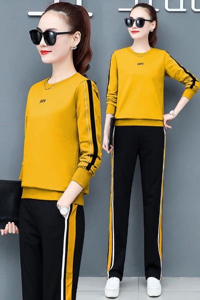 2020 spring autumn tracksuit for women long sleeve striped sweatshirts 2 piece set casual sport suit women tracksuit sets, White