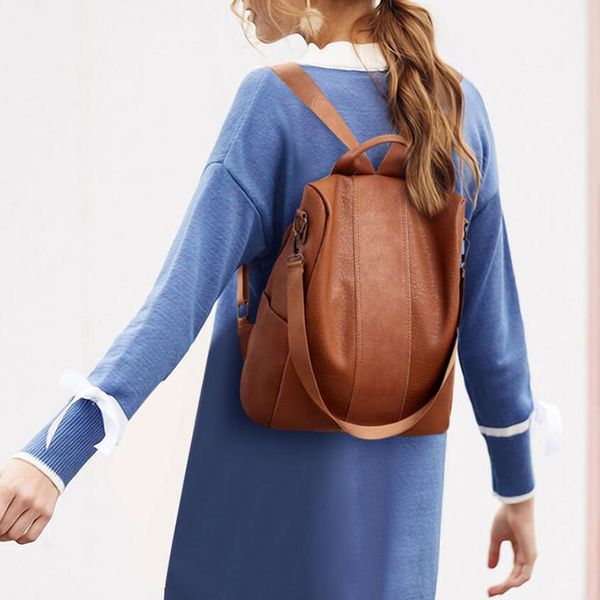 gaoke female anti-theft backpack classic pu leather solid color backpack canta fashion shoulder bag
gaoke female anti-theft backpack classic pu leather solid color backpack canta fashion shoulder bag
