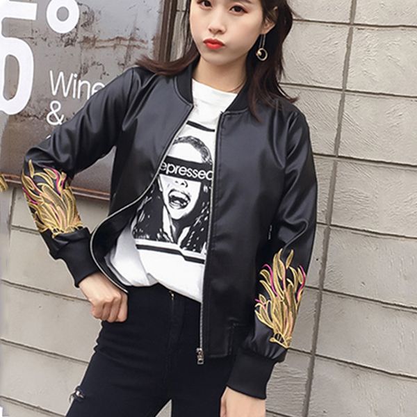 women's leather & faux 2021 fashion women motorcycle jacket pu embroidered short coats cc821, Black
women's leather & faux 2021 fashion women motorcycle jacket pu embroidered short coats cc821, Black