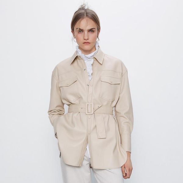 elina pu leather blouses women fashion solid turn down collar shirts women elegant tie belt waist pockets female ladies cb, White
elina pu leather blouses women fashion solid turn down collar shirts women elegant tie belt waist pockets female ladies cb, White