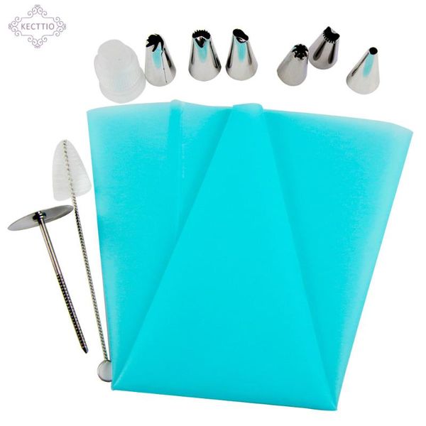 10pc / set силикона diy обледенение piping крем кондитерский мешок + 6 cake форсунка советы украшая инструменты + из нержавеющей стали иглы
10pc / set силикона diy обледенение piping крем кондитерский мешок + 6 cake форсунка советы украшая инструменты + из нержавеющей стали иглы