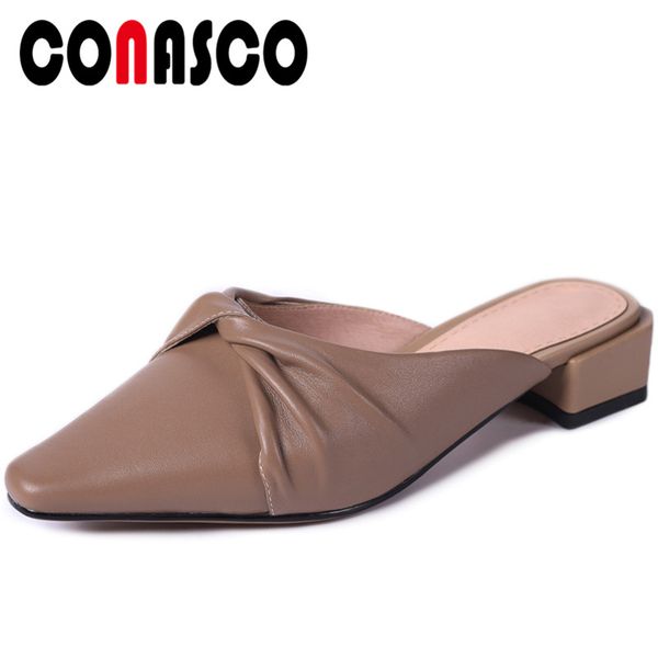 conasco summer concise elegant casual women cow leather sandals slippers pumps pleated pointed toe low heels slip-on shoes woman, Black
conasco summer concise elegant casual women cow leather sandals slippers pumps pleated pointed toe low heels slip-on shoes woman, Black
