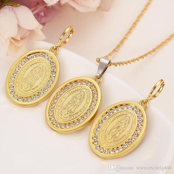 mother virgin mary necklace pendant earrings set gold-plating catholic religious crystal jewelry set christmas gift, Silver
mother virgin mary necklace pendant earrings set gold-plating catholic religious crystal jewelry set christmas gift, Silver