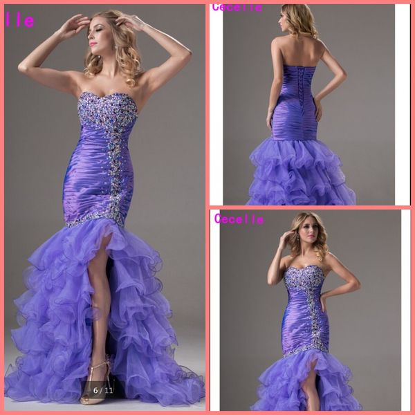 2019 lavender long mermaid prom dresses sweep train for seniors sweetheart beaded tiered slit organza evening party prom dress, Black
2019 lavender long mermaid prom dresses sweep train for seniors sweetheart beaded tiered slit organza evening party prom dress, Black