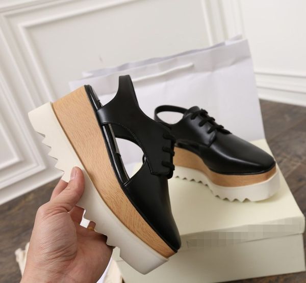stella elyse cutout platform oxford platform star shoes lace-up wedge leather wedge heel square toe women's sandals shoes, Black 
stella elyse cutout platform oxford platform star shoes lace-up wedge leather wedge heel square toe women's sandals shoes, Black