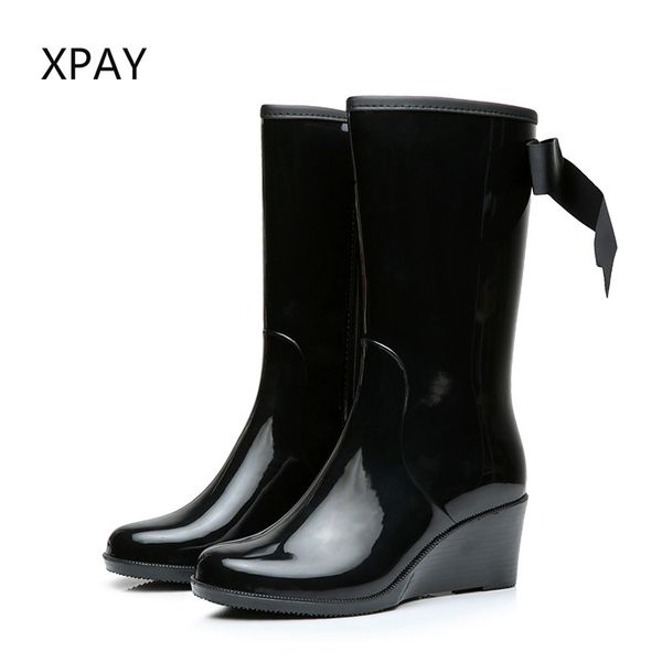fashion rain boots women with zipper slope-heeled rainfall shoes high-heeled gumboots slip-proof galoshes warm water shoes, Black
fashion rain boots women with zipper slope-heeled rainfall shoes high-heeled gumboots slip-proof galoshes warm water shoes, Black