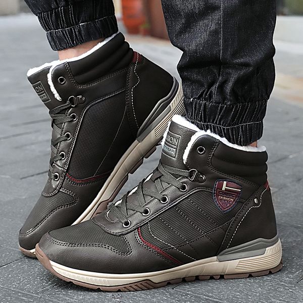 new snow boots protective and wear-resistant sole man boots warm and comfortable winter walking, Black