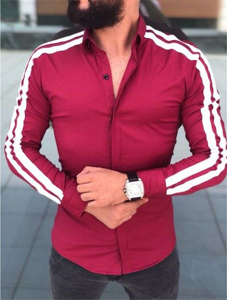 2019 new men's fit lapel color matching long sleeve men's shirt cardigan casual shirt, White;black
2019 new men's fit lapel color matching long sleeve men's shirt cardigan casual shirt, White;black
