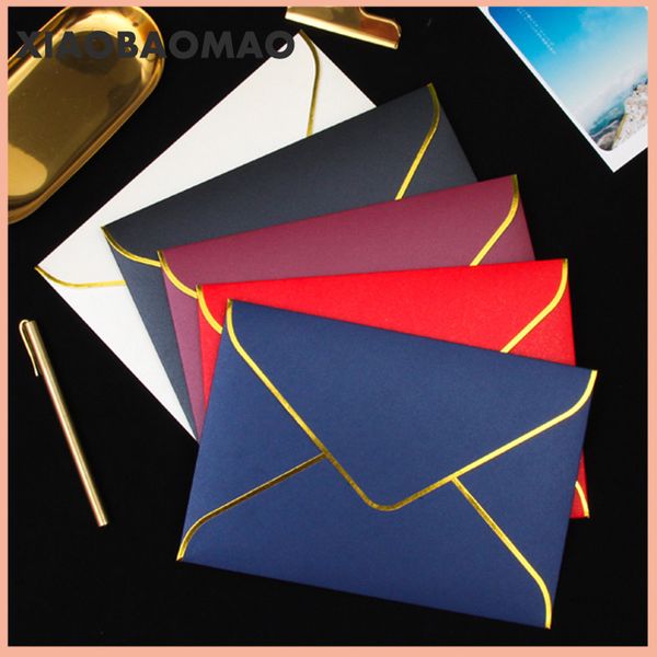 10pcs/lot 230mmx160mm, 23cmx16cm Gold Stamping Envelopes 250g Pearl Paper Wedding Business Invitation Envelopes