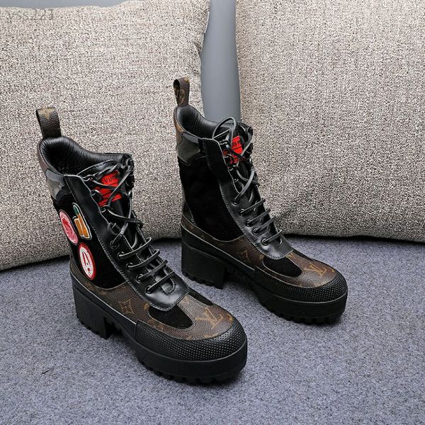 european station winter new short boots thick heel high heel martin boots vintage waterproof platform thick bottom motorcycle boots women, Black
european station winter new short boots thick heel high heel martin boots vintage waterproof platform thick bottom motorcycle boots women, Black