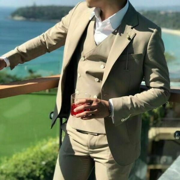 new khaki men's 3 piece suits double breasted wedding groom tailored slim fit tuxedos trajes de hombre terno masculino, White;black
new khaki men's 3 piece suits double breasted wedding groom tailored slim fit tuxedos trajes de hombre terno masculino, White;black