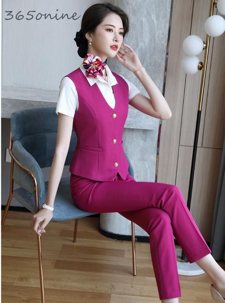 novelty rose formal 2 piece set with pants and for women business work wear vest & waistcoat suits ladies styles blazers, White;black
novelty rose formal 2 piece set with pants and for women business work wear vest & waistcoat suits ladies styles blazers, White;black