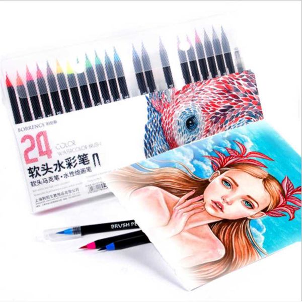 24/48 colors fineliner drawing painting watercolor art marker pens soft tip brush pen school supplies
24/48 colors fineliner drawing painting watercolor art marker pens soft tip brush pen school supplies