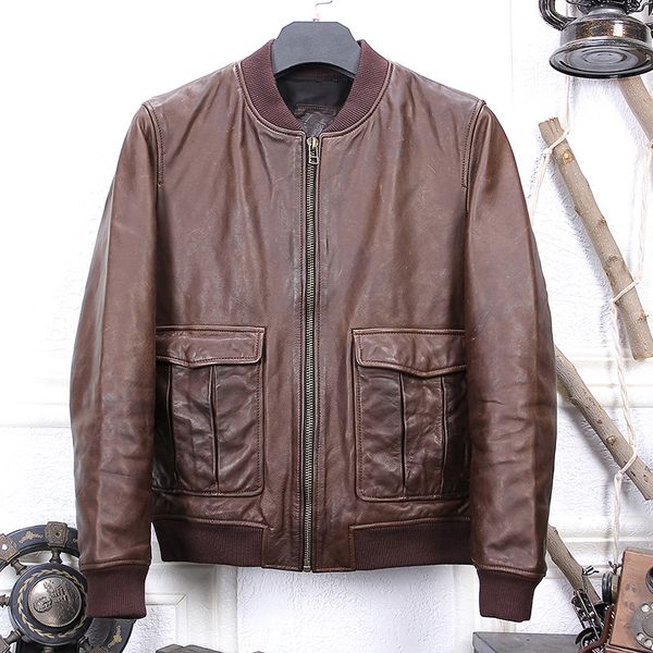 a3 baseball 2020 japan vintage genuine jacket oil wax cow leather coat men brown slim short, Black
a3 baseball 2020 japan vintage genuine jacket oil wax cow leather coat men brown slim short, Black