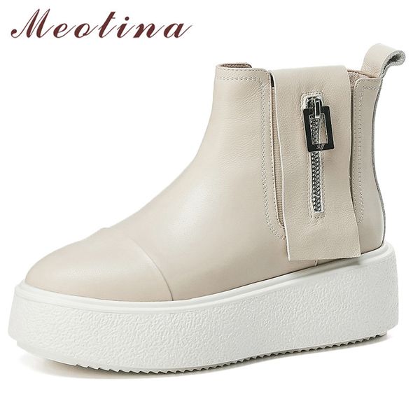 meotina autumn ankle boots women natural genuine leather flat platform short boots zipper round toe shoes ladies winter size 39, Black
meotina autumn ankle boots women natural genuine leather flat platform short boots zipper round toe shoes ladies winter size 39, Black