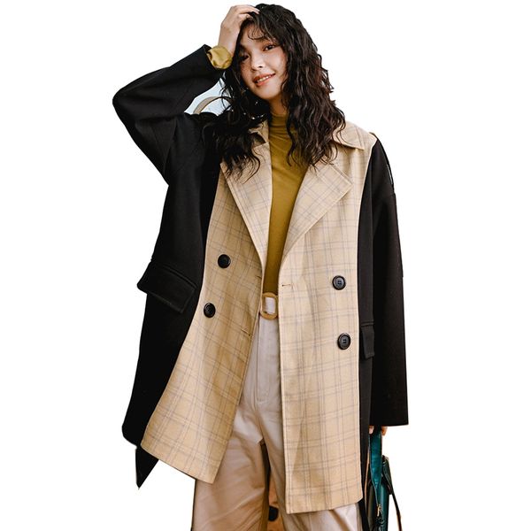 autumn winter women coat new korean of the long windbreaker fashion temperament loose double-breasted jacket a011, Tan;black
autumn winter women coat new korean of the long windbreaker fashion temperament loose double-breasted jacket a011, Tan;black
