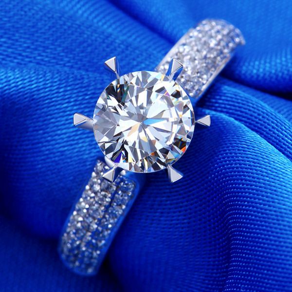 

genuine luxurious carat simulation moissanite ring woman's wedding propose ring jz019, Slivery;golden
