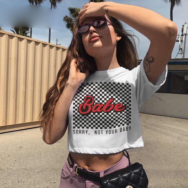 women women designer tshirts women fashion cropped checkerboard print t shirt summer plaid cotton short sleeve streetwear crop top, White
women women designer tshirts women fashion cropped checkerboard print t shirt summer plaid cotton short sleeve streetwear crop top, White