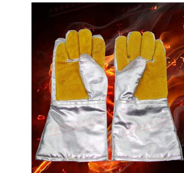 перчатки, устойчивые к высоким температурам, перчатки из алюминиевой фольги, пальма, кожа, износостойкие, термостойкие перчатки, перчатки дл