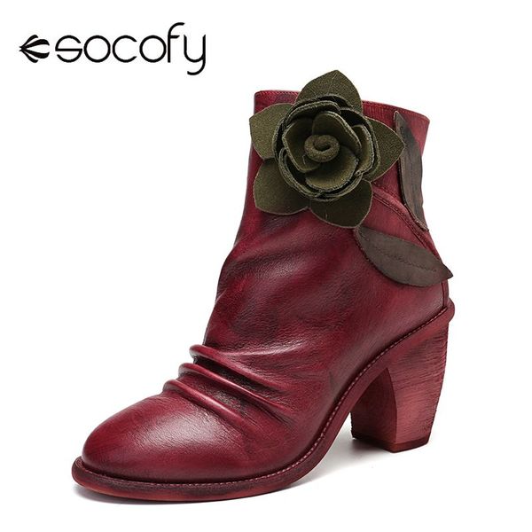 socofy handmade boots vintage floral stitching zipper leather ankle boots fashion for lady shoes women 2019, Black
socofy handmade boots vintage floral stitching zipper leather ankle boots fashion for lady shoes women 2019, Black