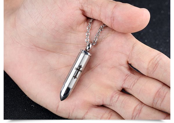 gx112 cross printed bullet cremation pendant keep your loved one's ashes safe memorial urn pendant stainless steel jewelry, Silver
gx112 cross printed bullet cremation pendant keep your loved one's ashes safe memorial urn pendant stainless steel jewelry, Silver