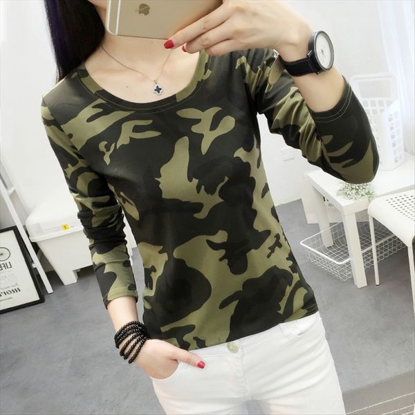 long sleeve t- women's loose 2019 autumn camouflage printed t-shirt base shirt loose large size fashion, White
long sleeve t- women's loose 2019 autumn camouflage printed t-shirt base shirt loose large size fashion, White