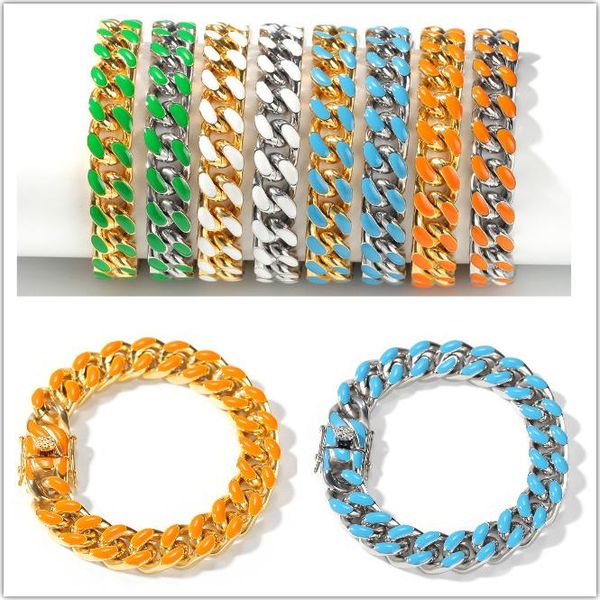 new fashion guys gold silver stainless steel colorful enamel mens personalized cuban link chain bracelet hip hop curb jewelry for men, Black
new fashion guys gold silver stainless steel colorful enamel mens personalized cuban link chain bracelet hip hop curb jewelry for men, Black