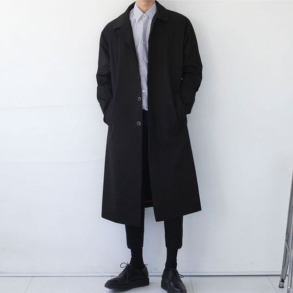 men's trench coats japan style mens coat 2021 fashion designer long windbreaker autumn winter single breasted windproof overcoat plus s, Tan;black 
men's trench coats japan style mens coat 2021 fashion designer long windbreaker autumn winter single breasted windproof overcoat plus s, Tan;black