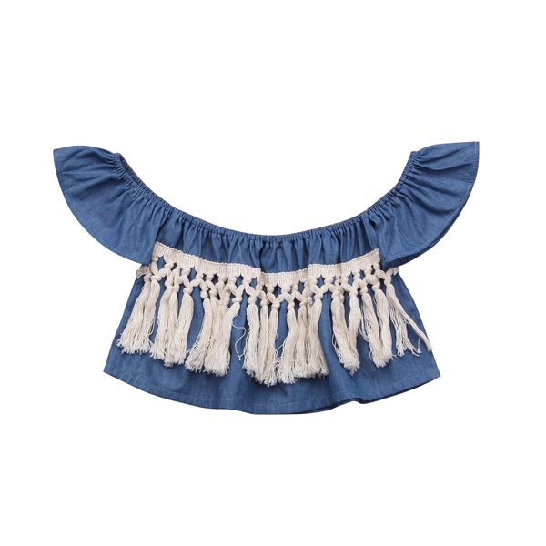 newborn kids baby gilrs denim off shoulder blouse summer toddler infant girl patchwork tassel brief blouses top, Blue
newborn kids baby gilrs denim off shoulder blouse summer toddler infant girl patchwork tassel brief blouses top, Blue