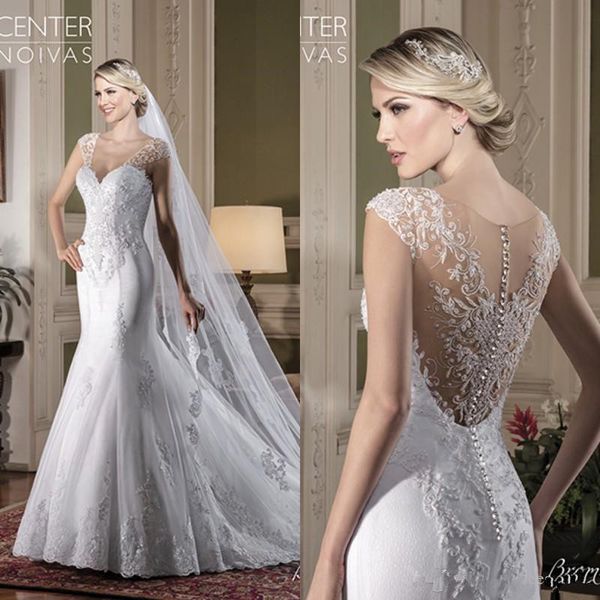 illusion back sweetheart neck lace mermaid wedding dresses 2020 appliques pearl sheer spaghetti court train elegant bridal gown custom made, White
illusion back sweetheart neck lace mermaid wedding dresses 2020 appliques pearl sheer spaghetti court train elegant bridal gown custom made, White