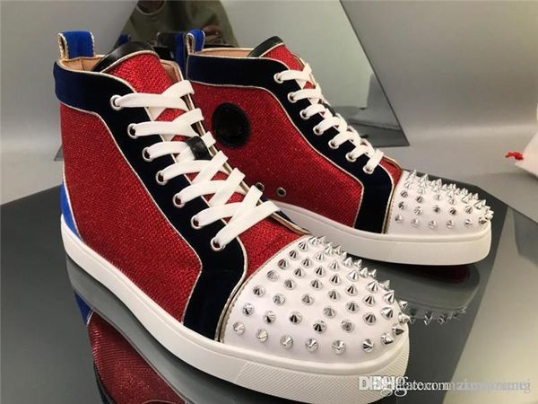 christiloubou cl flat red white strass spike high red soled shoes red bottom shoes sneakers sneakers shoes with original box, Blue;gray
christiloubou cl flat red white strass spike high red soled shoes red bottom shoes sneakers sneakers shoes with original box, Blue;gray