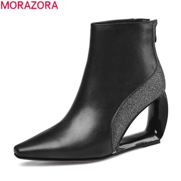 morazora 2020 autumn winter genuine leather ankle boots fashion high heels ladies shoes 2 colors women boots, Black
morazora 2020 autumn winter genuine leather ankle boots fashion high heels ladies shoes 2 colors women boots, Black