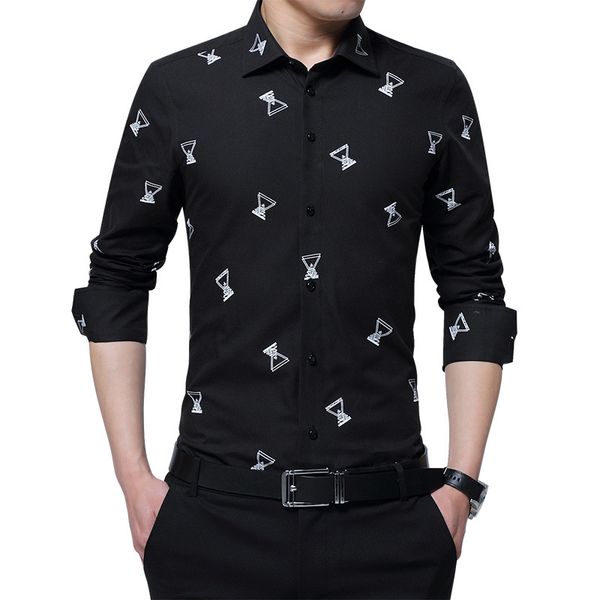 quality print mens shirts button down slim fit dress men's shirts long sleeves autumn social club man clothes masculina, White;black
quality print mens shirts button down slim fit dress men's shirts long sleeves autumn social club man clothes masculina, White;black