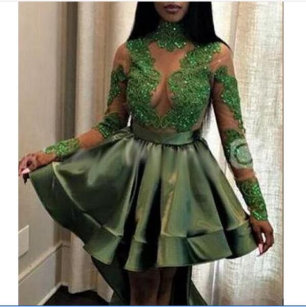 high low green homecoming dresses 2020 see through appliques sequins sheer long sleeves evening gowns cocktail party prom dress, Red
high low green homecoming dresses 2020 see through appliques sequins sheer long sleeves evening gowns cocktail party prom dress, Red