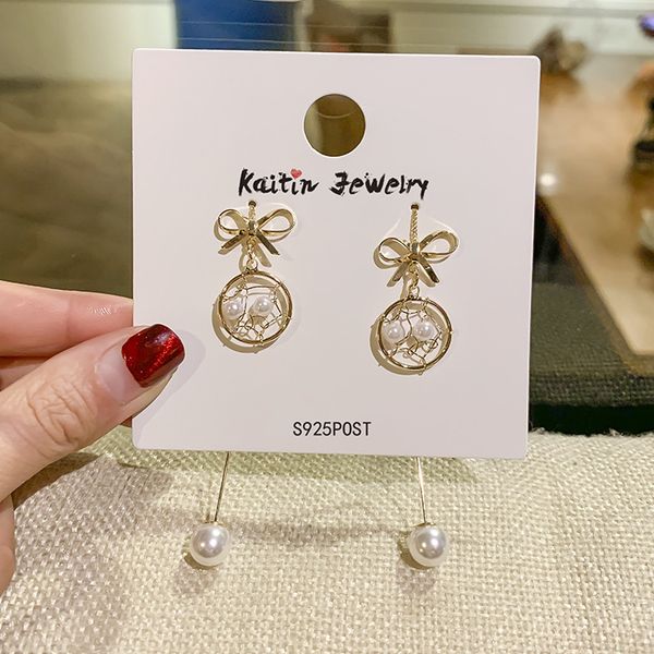 dream catcher bowknot pearl stud earrings for women girls fashion jewelry, Golden;silver
dream catcher bowknot pearl stud earrings for women girls fashion jewelry, Golden;silver