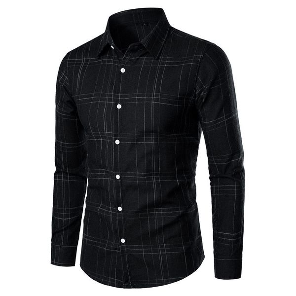 long sleeve lapel neck slim shirts casual teenagers plaid single breasted shirts mens designer solid color shirts, White;black
long sleeve lapel neck slim shirts casual teenagers plaid single breasted shirts mens designer solid color shirts, White;black