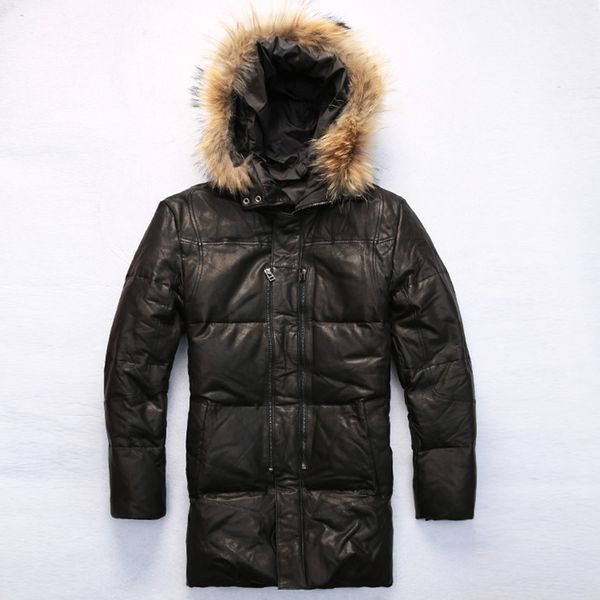 2016 real reccoon fur hooded white duck down leather jacket men slim fit winter down coat for male sheepskin winter coat men, Black
2016 real reccoon fur hooded white duck down leather jacket men slim fit winter down coat for male sheepskin winter coat men, Black