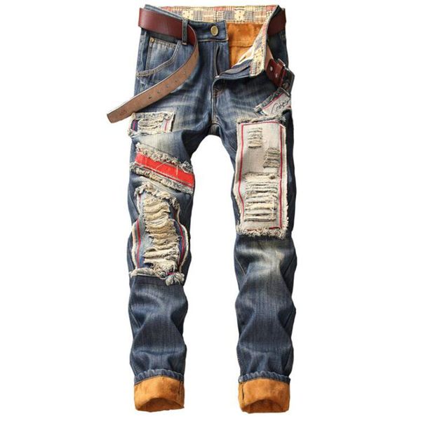 streetwear denim design hole jeans ripped for men size 28-40 autumn winter plus velvet hip hop punk, Blue
streetwear denim design hole jeans ripped for men size 28-40 autumn winter plus velvet hip hop punk, Blue