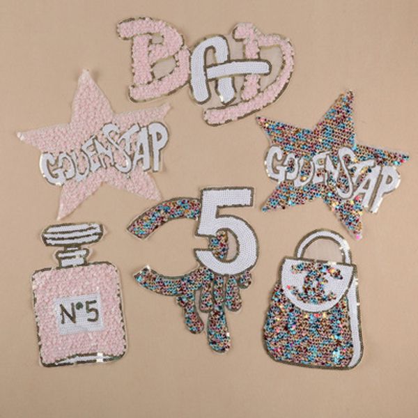 6pcs high-end sequins embroidered cloth stickers wholesale boutique clothing accessories patch stickers peacock sequins letter five stars, Black
6pcs high-end sequins embroidered cloth stickers wholesale boutique clothing accessories patch stickers peacock sequins letter five stars, Black