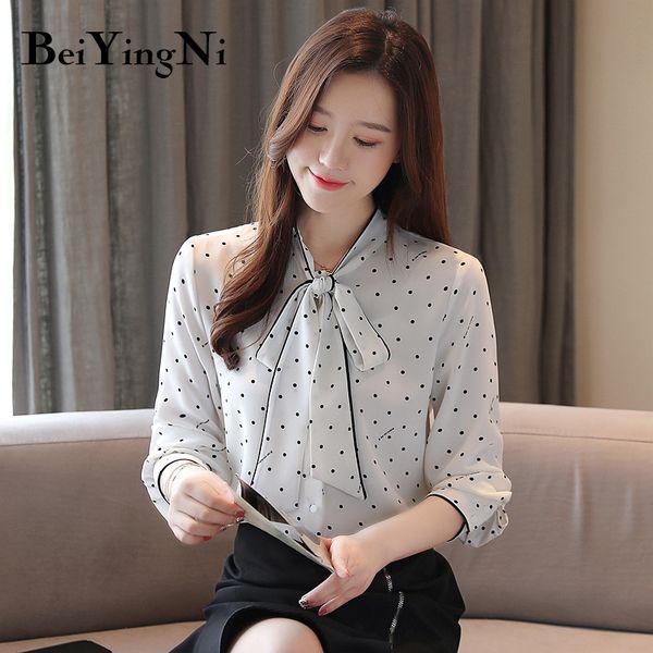 beiyingni blouses women white chiffon elegant bow tie shirts female polka dot printed casual loose office ladies blusas
beiyingni blouses women white chiffon elegant bow tie shirts female polka dot printed casual loose office ladies blusas