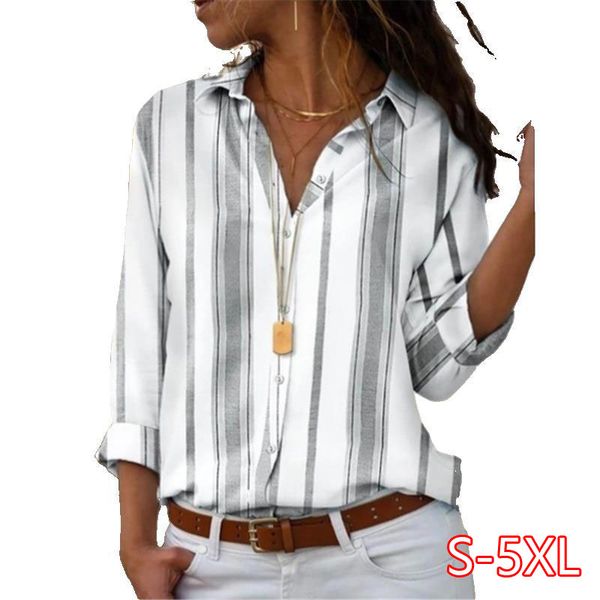 women blouses chic striped print office shirt fashion long sleeve chiffon blouse casual ladies plus size 5xl female shirts, White
women blouses chic striped print office shirt fashion long sleeve chiffon blouse casual ladies plus size 5xl female shirts, White