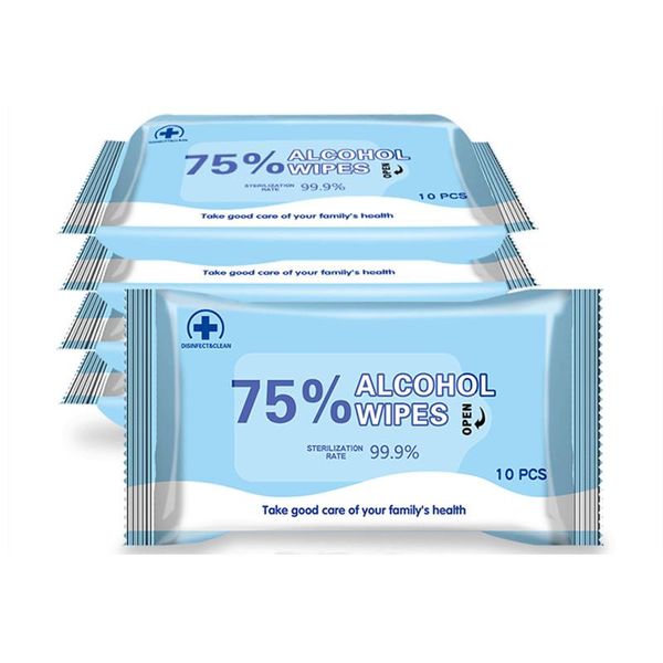 спирт протрите 10шт портативные влажные салфетки 75% этанол антибактериальный дезинфицирующий дипе для домашнего офиса в наличии dhl бесплат