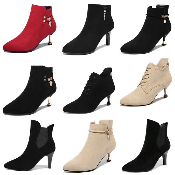 women luxury designer boots leather ankle boots high heels suede boots genuine leather wedding shoes stiletto heels, Black
women luxury designer boots leather ankle boots high heels suede boots genuine leather wedding shoes stiletto heels, Black