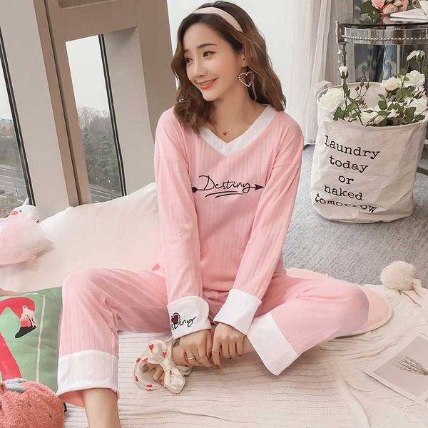 2019 spring 100% cotton v-neck pajama sets for women long sleeve striped loungewear sleepwear homewear pijama mujer home clothes, Blue;gray
2019 spring 100% cotton v-neck pajama sets for women long sleeve striped loungewear sleepwear homewear pijama mujer home clothes, Blue;gray
