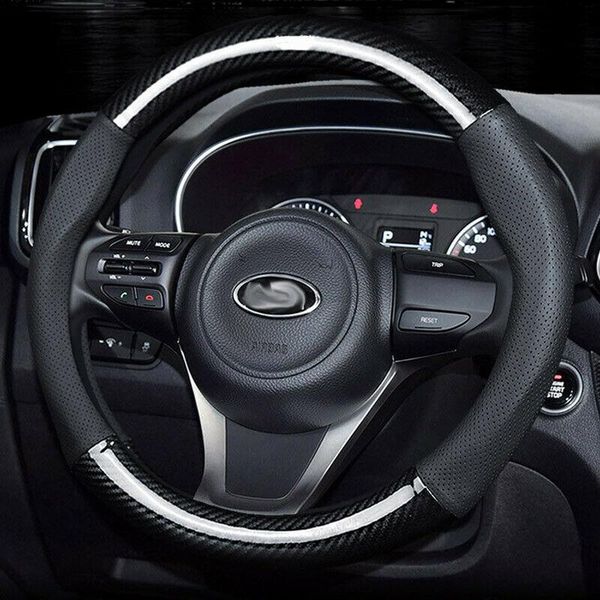 breathable black leather carbon fiber car steering wheel cover for kia series
breathable black leather carbon fiber car steering wheel cover for kia series